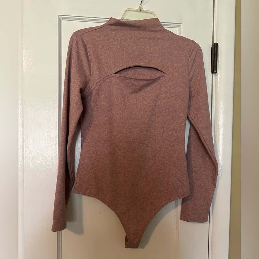 Express Mauve Long Sleeve Mock Neck Bodysuit